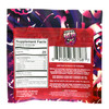 Trippy Double Stacked Bitez Mushies mushroom gummies in Dragon Fruit Melon and Plum Cherry flavors with colorful collectible packaging lab tested back of package