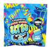 Trippy Double Stacked Bitez Mushies mushroom gummies in sour strawberry lemonade or blue razz flavors with colorful collectible packaging lab tested  front gummy pack blue razz raspberry