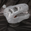 Hemper Jurassic Spark XL dinosaur bong 7 inch frosted glass water pipe amber circle perc branded bowl with hook and themed artwork box other side black background