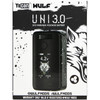 Retail packaging for Wulf Mods UNI 3.0 Universal Variable Voltage Battery – Black-White Spatter color, front of box
