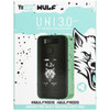 Retail packaging for Wulf Mods UNI 3.0 Universal Variable Voltage Battery – Teal-Black Spatter color, front of box