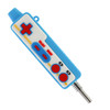 Blue retro gamepad silicone nectar collector with titanium tip shown from the front