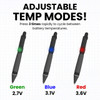 Graphic showing the three adjustable temp modes of the Penjamin.
