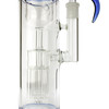 14-inch thick glass bong with 8-arm tree perc, green accents and gold leaf branding close up