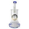 10 inch heavy duty thick glass bong with barrel perc and blue accents main.