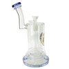 10 inch heavy duty thick glass bong with barrel perc and blue accents side.