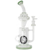 12.5 inch Nothing's Impossible thick glass recycler bong with puck perc and green accents main,