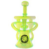 Flying Pig 8.5-inch neon green UV black light reactive double recycler glass water pipe with 14mm male bowl, convertible to a dab rig with a 14mm male quartz banger