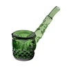 Highball fancy worked borosilicate glass hand pipe vintage inspired design green