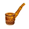 Highball fancy worked borosilicate glass hand pipe vintage inspired design amber