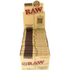 An open display box containing 24 packs of RAW Organic Hemp Connoisseur 1 1/4 Rolling Papers with Tips.