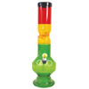 Front view of the 12" Rasta Twist Bubble Bong with included 3 inch metal slide.