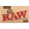 The front of a pack of these double window Raw Classic Single Wide Papers.