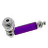 Small metal hand pipe with metal lid and colorful plastic sleeve.