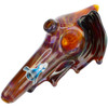 Angled view of Chameleon Glass Conch Shell Pipe with deep bowl and smooth finish.