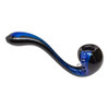 Dichroic Black Glass Sherlock Hand Pipe with Marble Accents