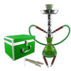 The Junior 17 inch hookah with two hoses and matching case in green.