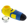 The glass insert is removable and replaceable, being able to swap out with other glass bowl inserts which we carry.