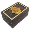 Closed Hamsa Hand medium stash box quarter view.