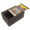 Lovers Tarot wooden stash box with top tray slightly ajar.
