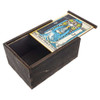 High Priestess Tarot wooden stash box with top tray slightly ajar.