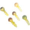 Assorted color fumed glass swirl spoon hand pipes showing handmade front colorwork