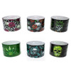 Skull heads, pot leaves, roses and more are all pictured on these 4 part herb grinders.