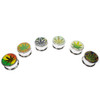 Assorted colorful pot leaf design herb grinder.