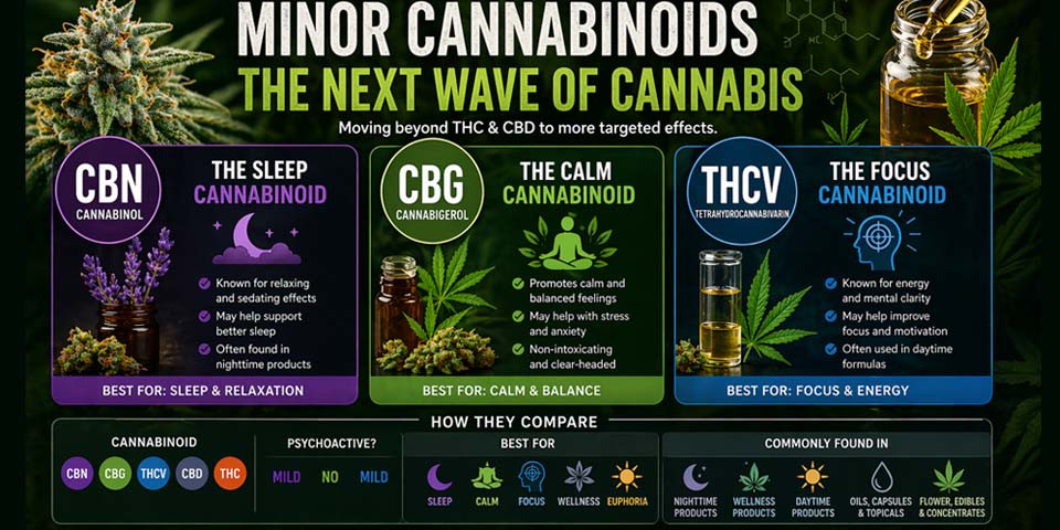 Minor Cannabinoids Explained 2026: CBN vs CBG vs THCV and What They Do