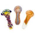 Top view of 3 unique Frit Glass Spoon Pipes.