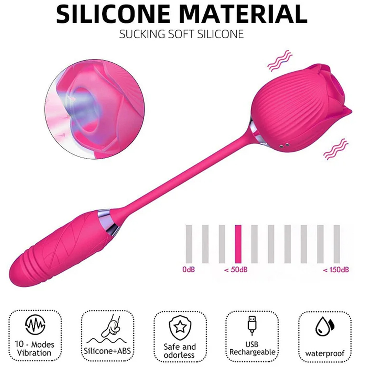 rose toy noise Rose Sex Toy Sucking Vibrator - Womens Sex Toys Adult Toy with 10 Sucking  Mode main image 0
