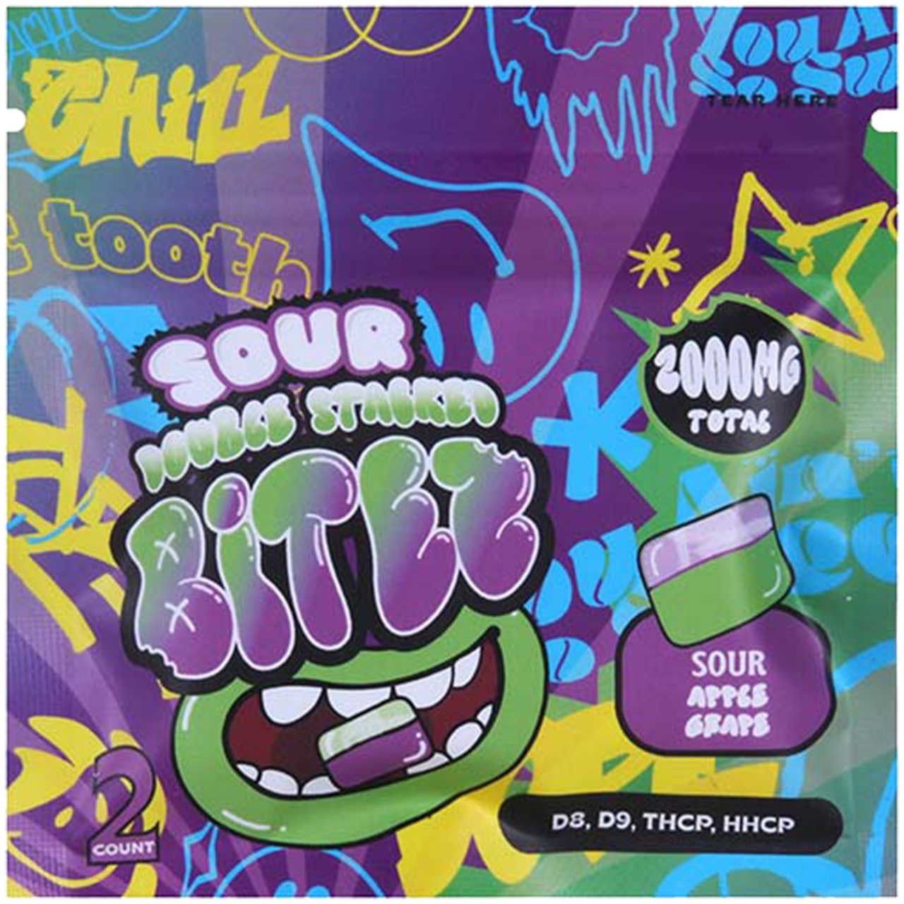 Sour Double Stacked Bitez – 2-Count – 2,000mg THC | D8 + D9 + THCP