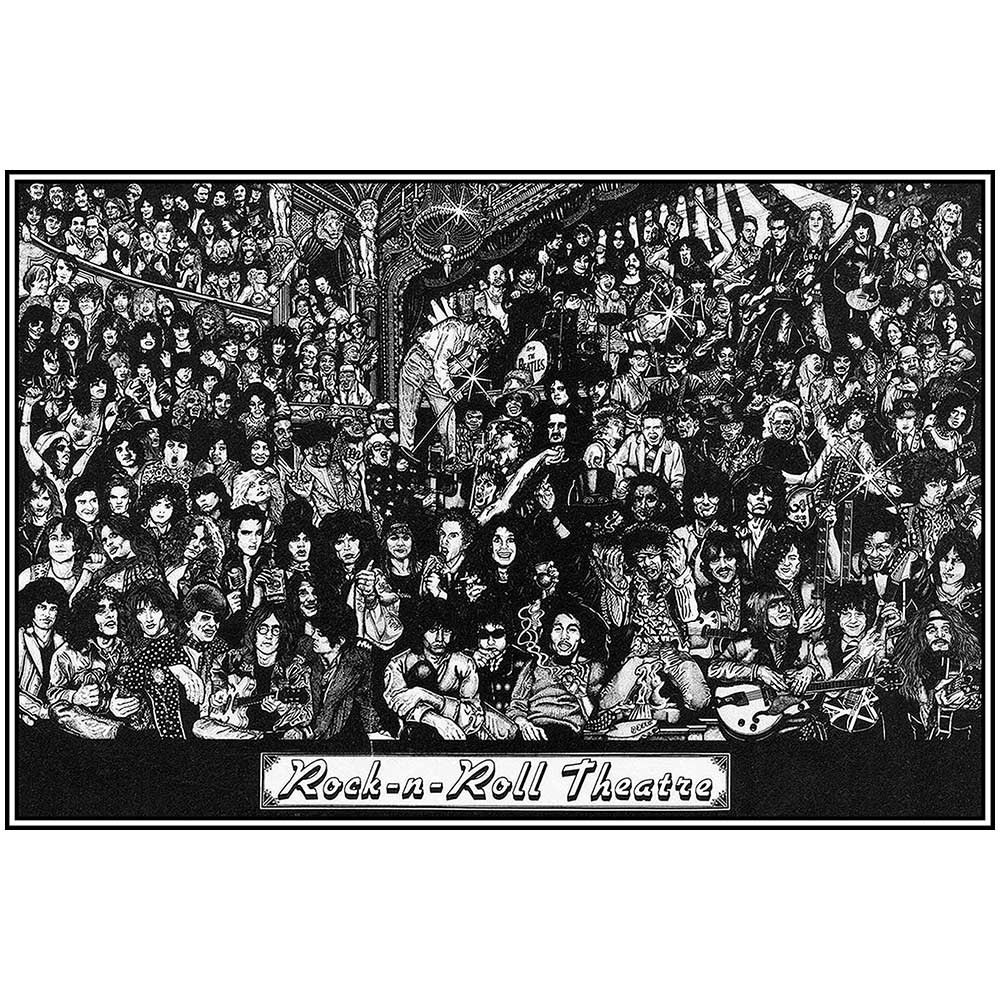 Rock-n-Roll Theatre Poster by Howard Teman – Iconic Music Legends