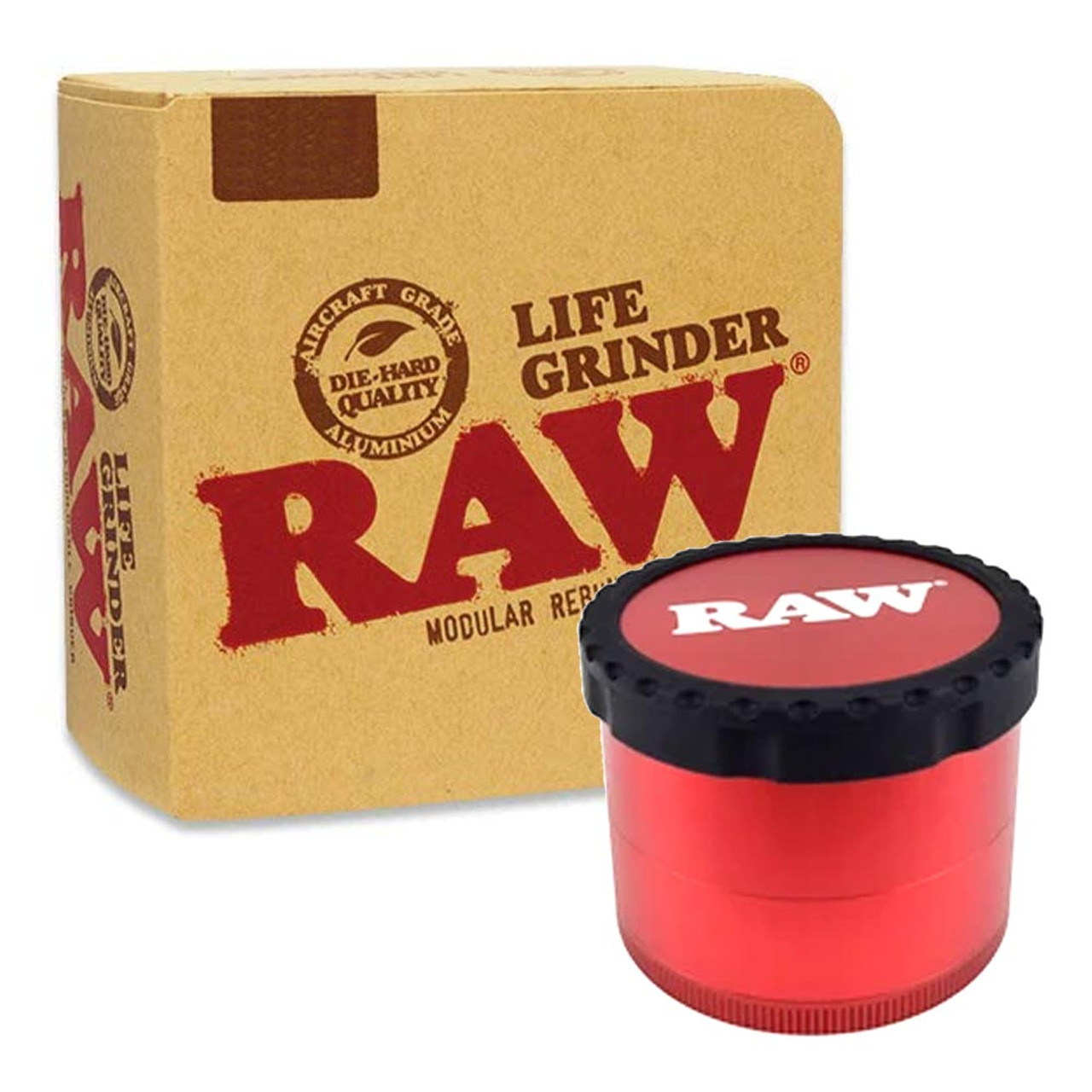 RAW Life Grinder | Red Modular Rebuildable Metal Grinder