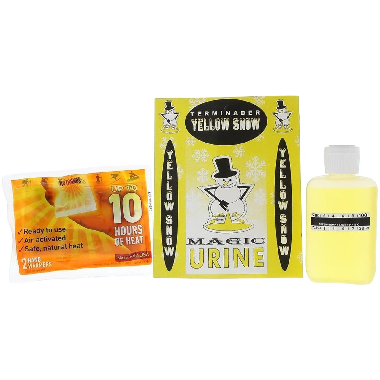 Terminader Yellow Snow synthetic urine kit with heating pad.
