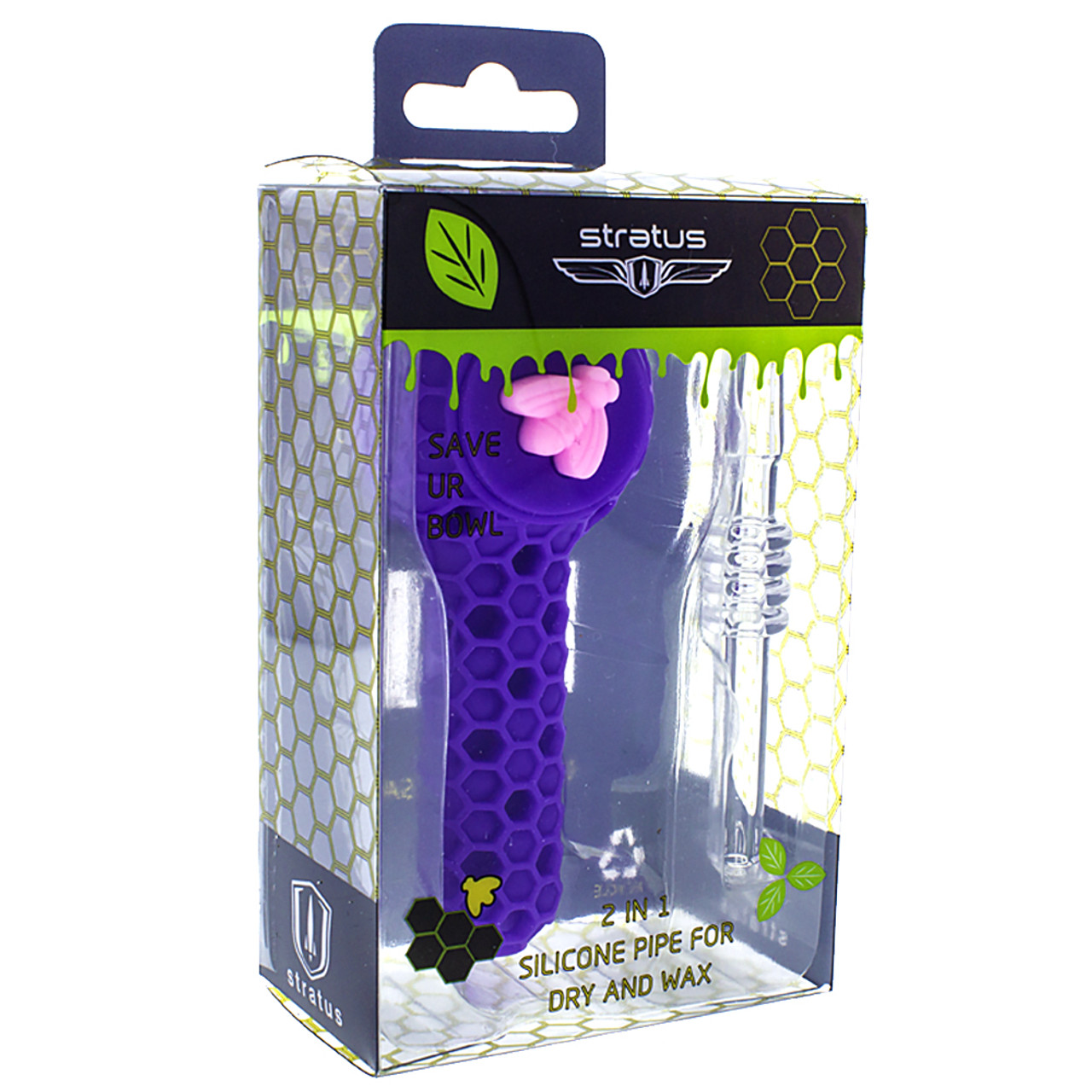Stratus - 2 in 1 Honey Dab Straw and Silicone Hand Pipe - Purple
