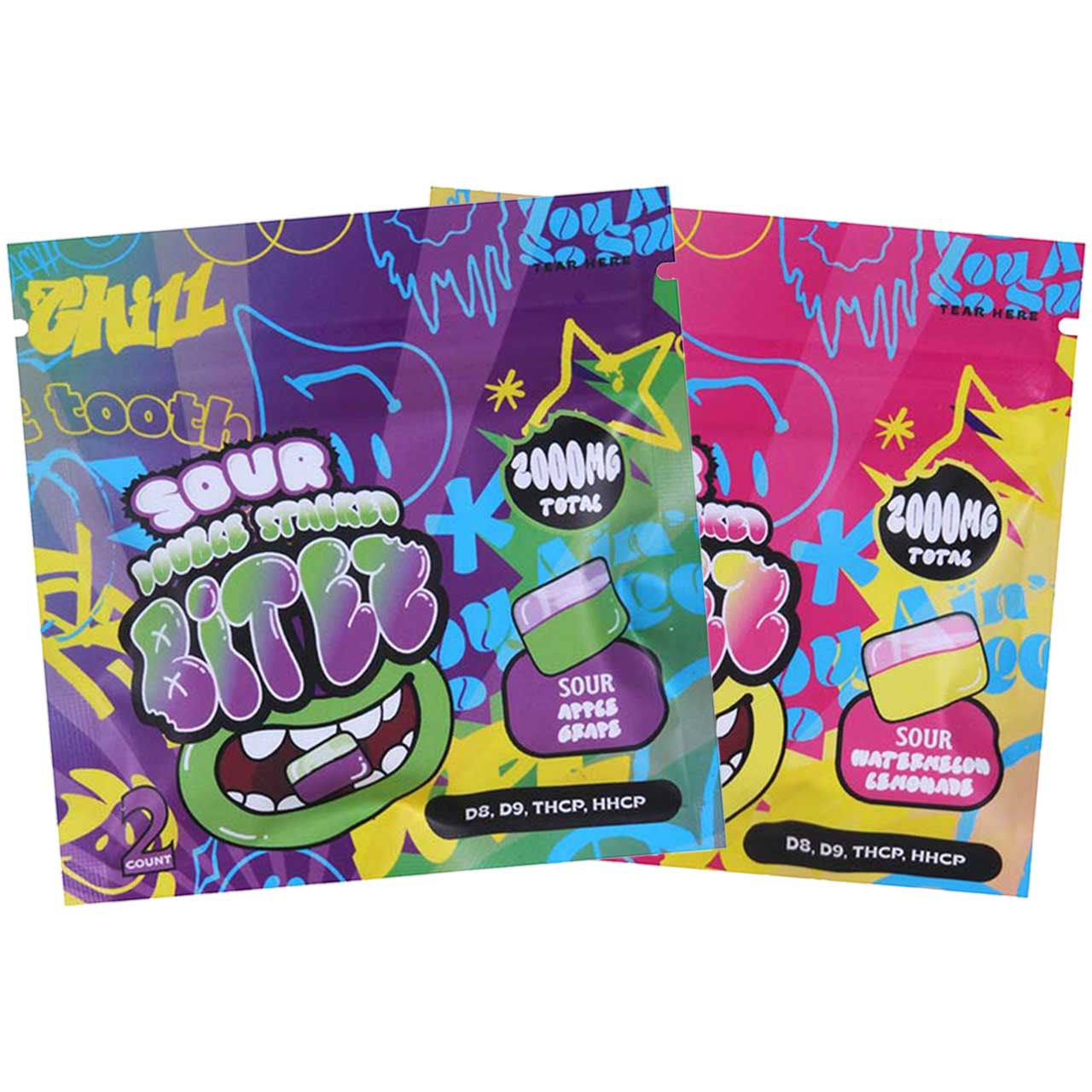 Sour Double Stacked Bitez – 2-Count – 2,000mg THC | D8 + D9 + THCP