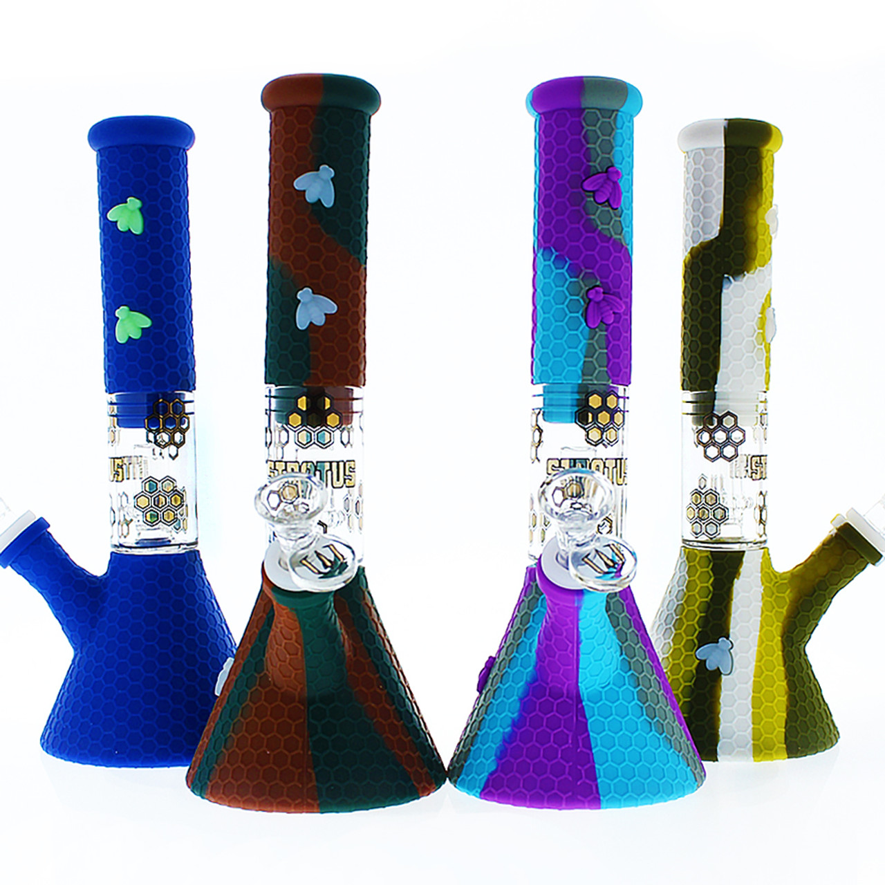 Stratus 8 Clear Silicone Beaker Bong, Assorted Colors