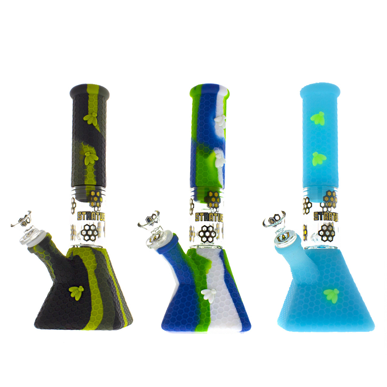 Stratus 8 Clear Silicone Beaker Bong, Assorted Colors