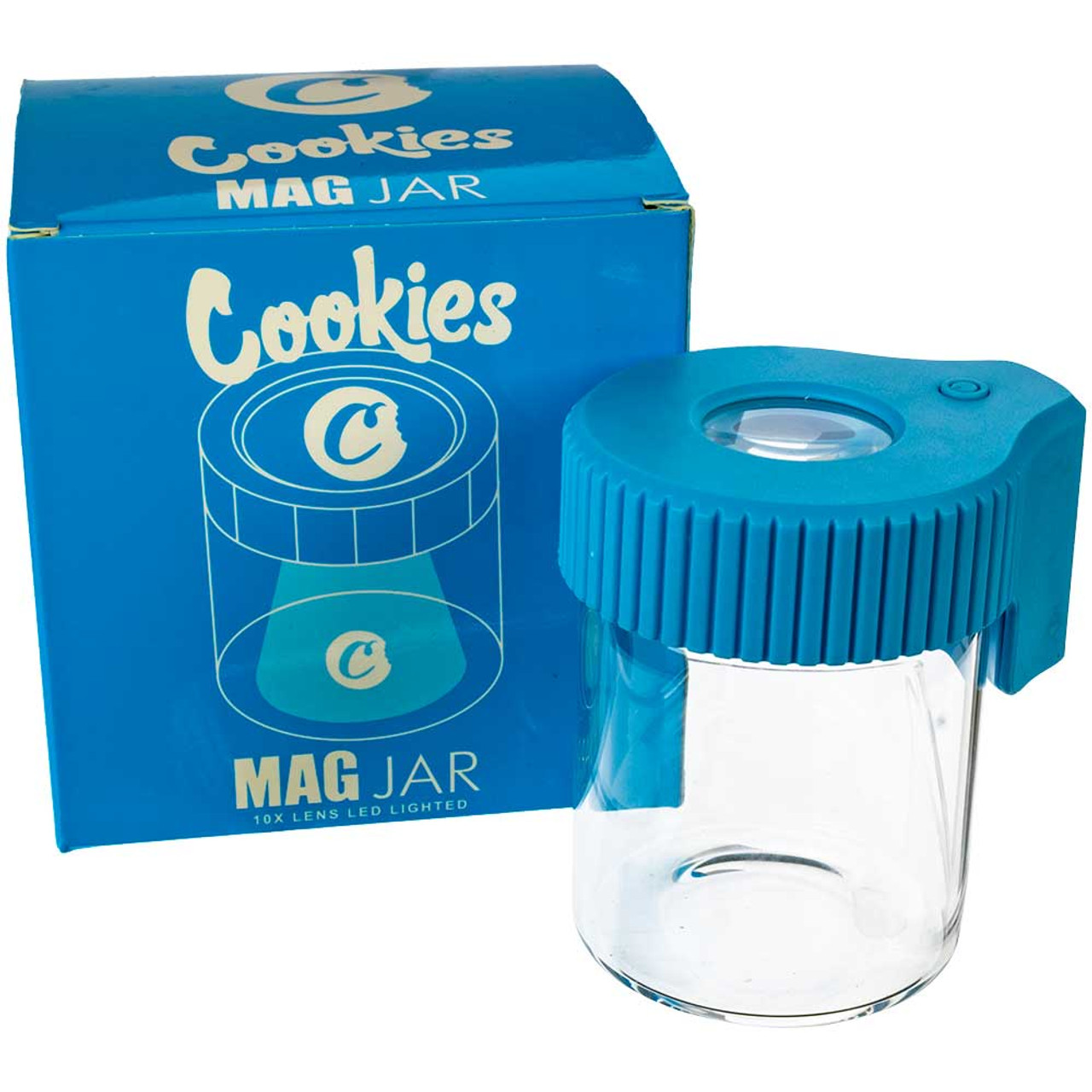 Cookies 4 in 1 Airtight LED Magnifying Jar w/Grinder & One-Hitter