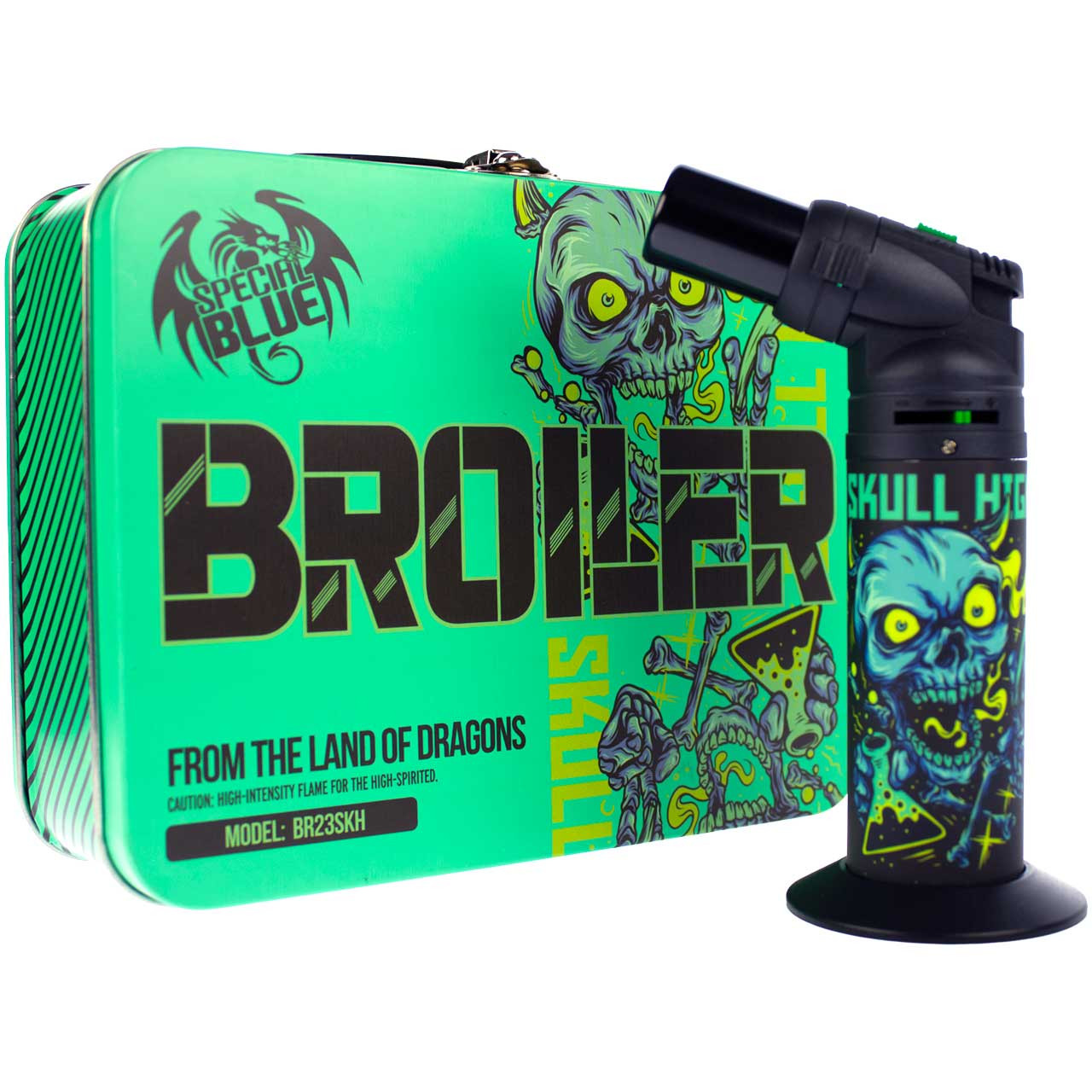 Special Blue Broiler Pro Torch with Stash Box - Skull High