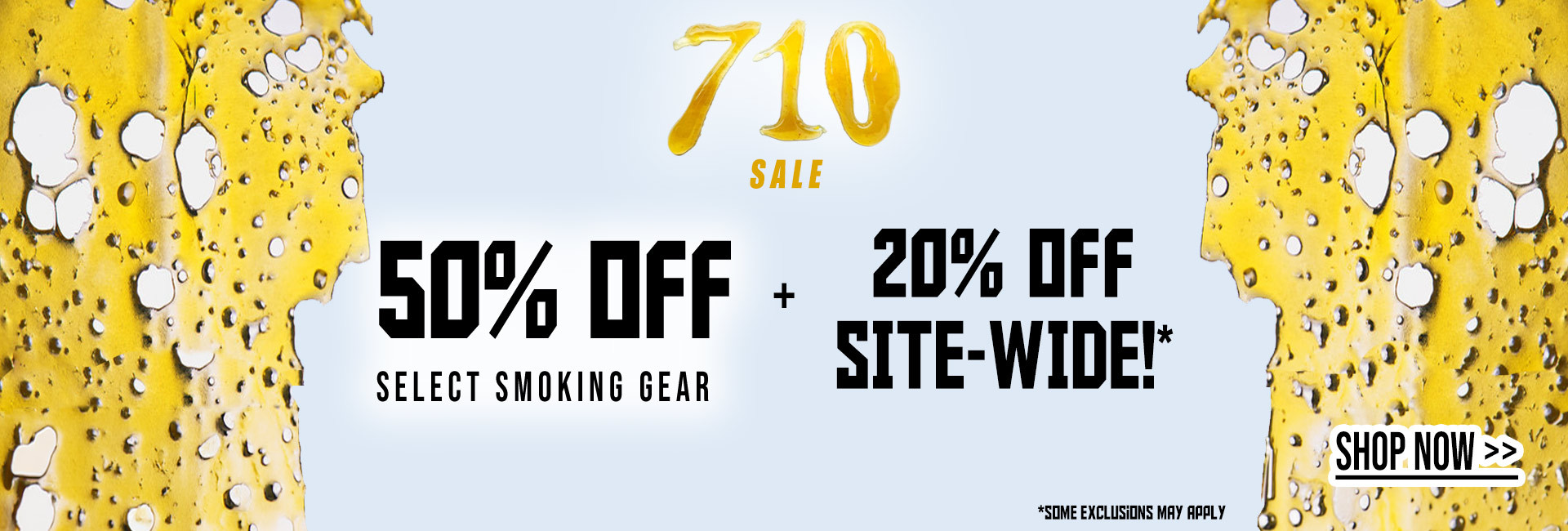 Waterbeds 'n' Stuff 710 Sale featuring glass, vaporizers, rolling papers, and smoking accessories.