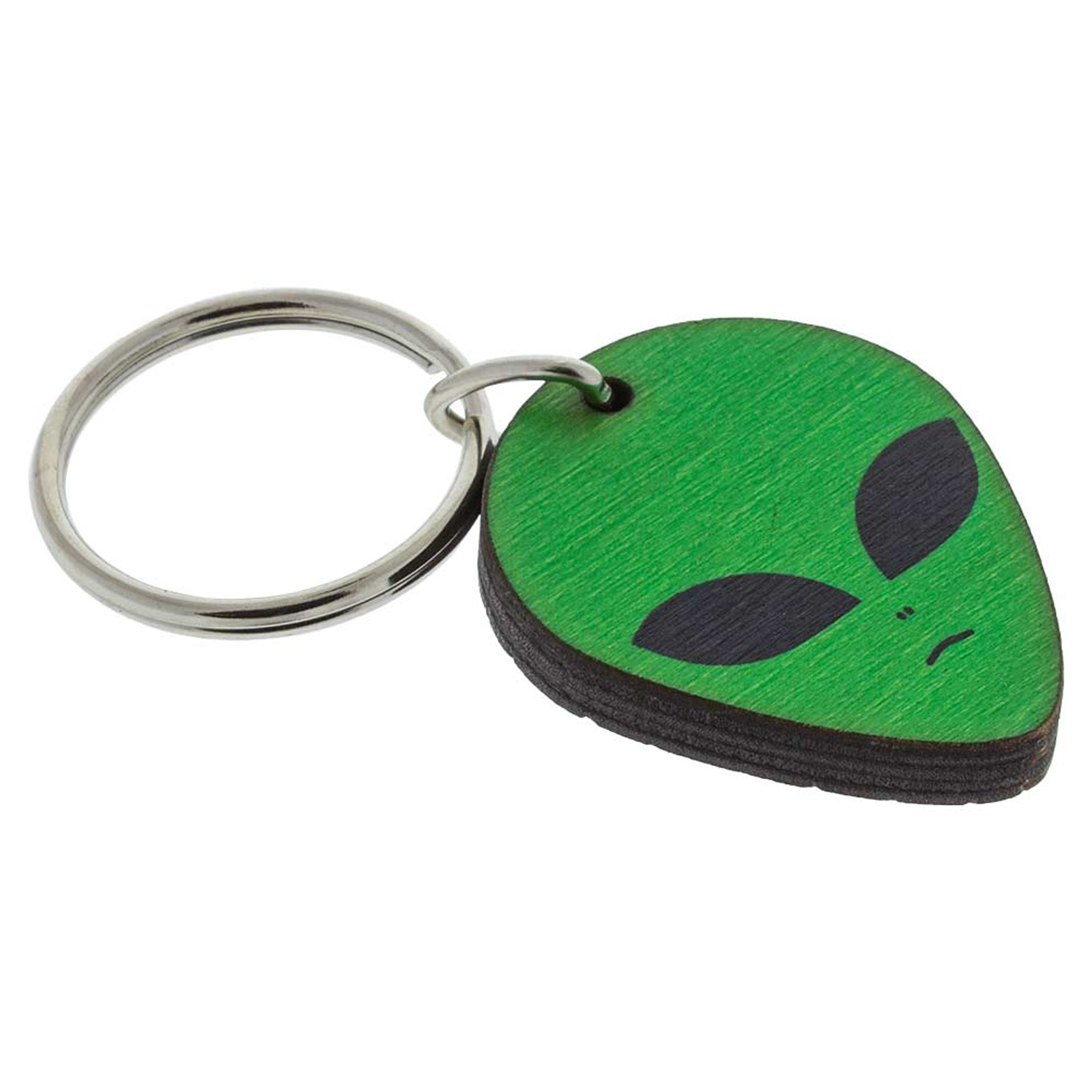 Alien Wooden Keychain American Made Hand Carved