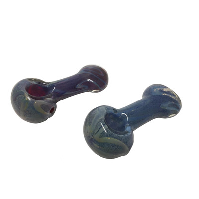 Quarter view of two randomly assorted 3.5" Fancy Frit Pipes.