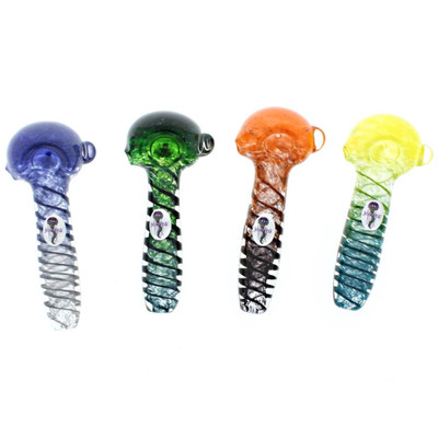 Jellyfish Glass 4.5" Long  Frit Sprial Handpipe Asst. Color