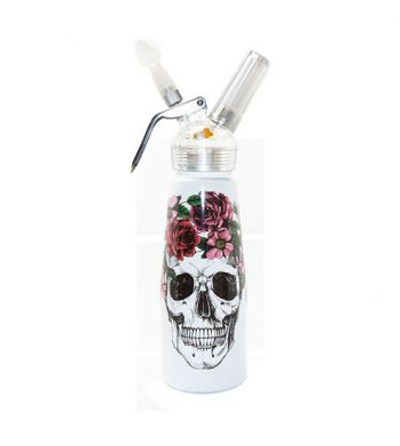 Floral Skull Aluminum Cream Dispenser 1 Pint