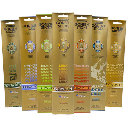 Gonesh Sticks Extra Rich Collection Incense, 20 Stick Pack