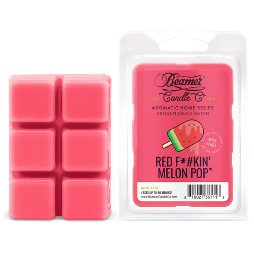 Beamer Candle Co. Red F*#kin' Melon Pop Aromatic Wax Melts front and back view