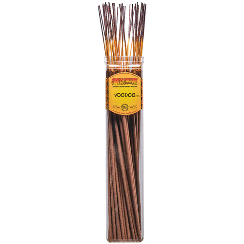 50 Voodoo-scented Wild Berry Biggies Incense Sticks in a labeled jar with their signature black-colored glittery sticks emerging at the top.