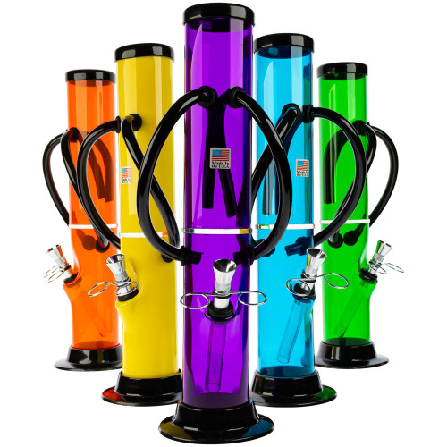 JM Enterprises 12" Stacked Straight Acrylic Bong with Hoses, Assorted Colors